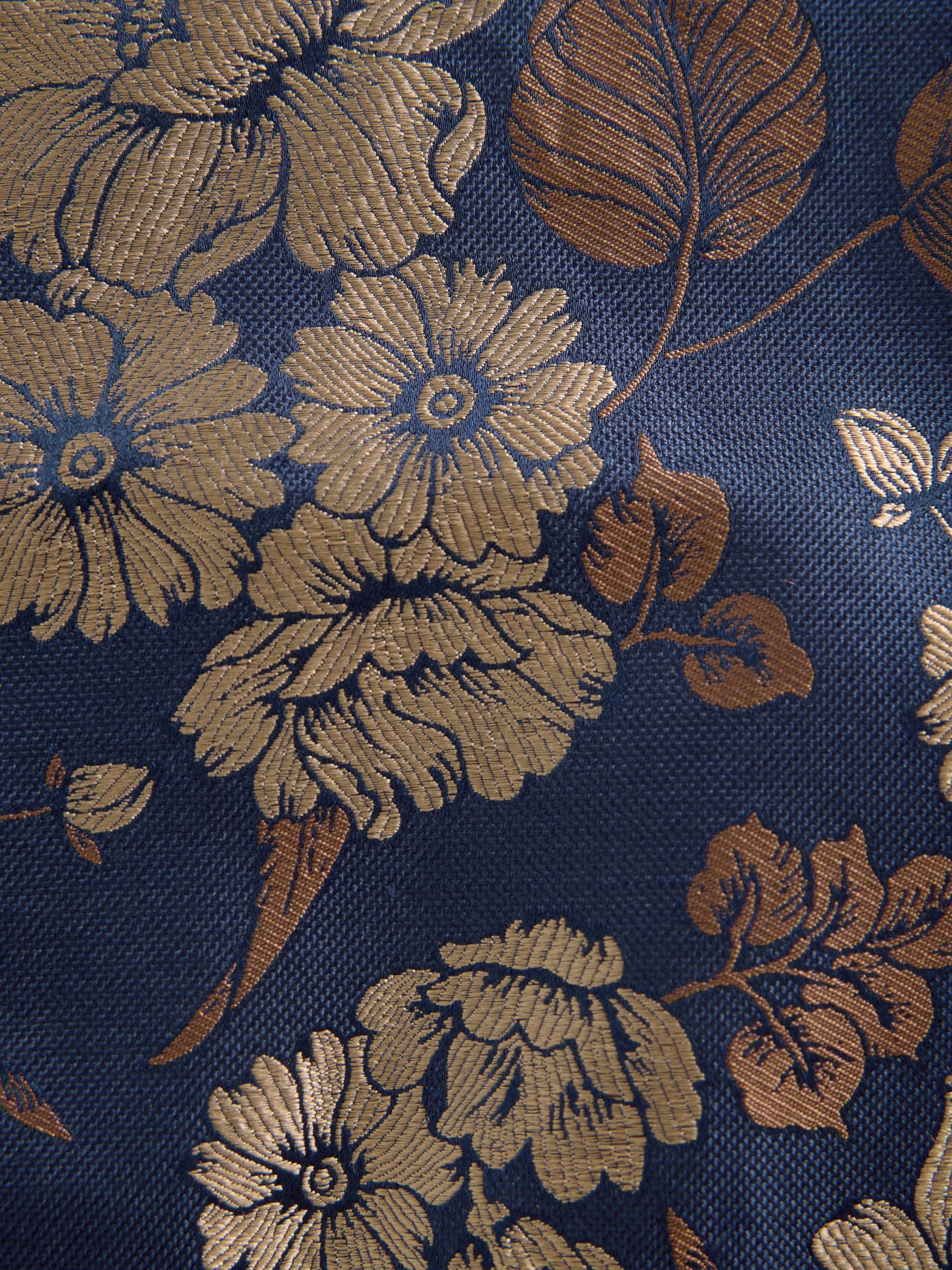 Marineblauw/goud gebloemd - Regular fit gilet voor speciale gelegenheden