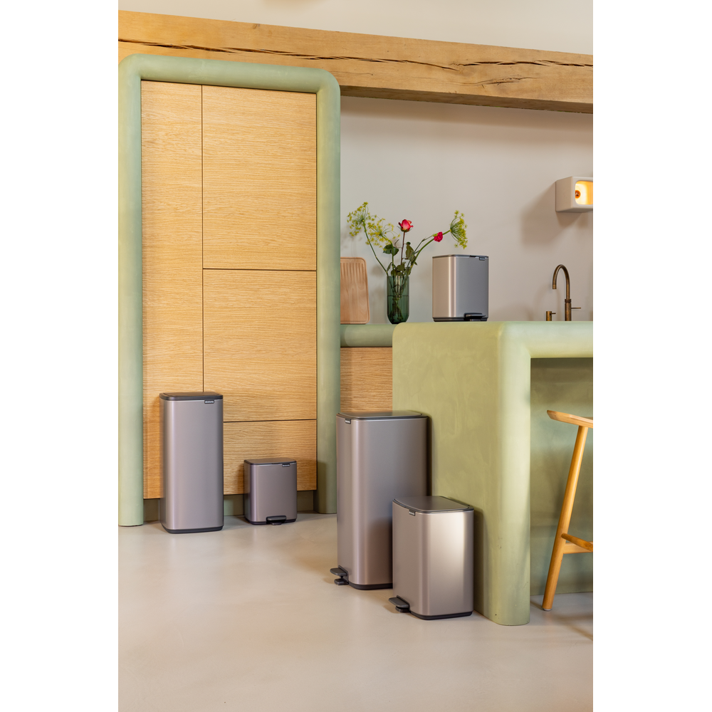 Brabantia Bo Pedaalemmer 12L, kunststof binnenemmer - Platinum