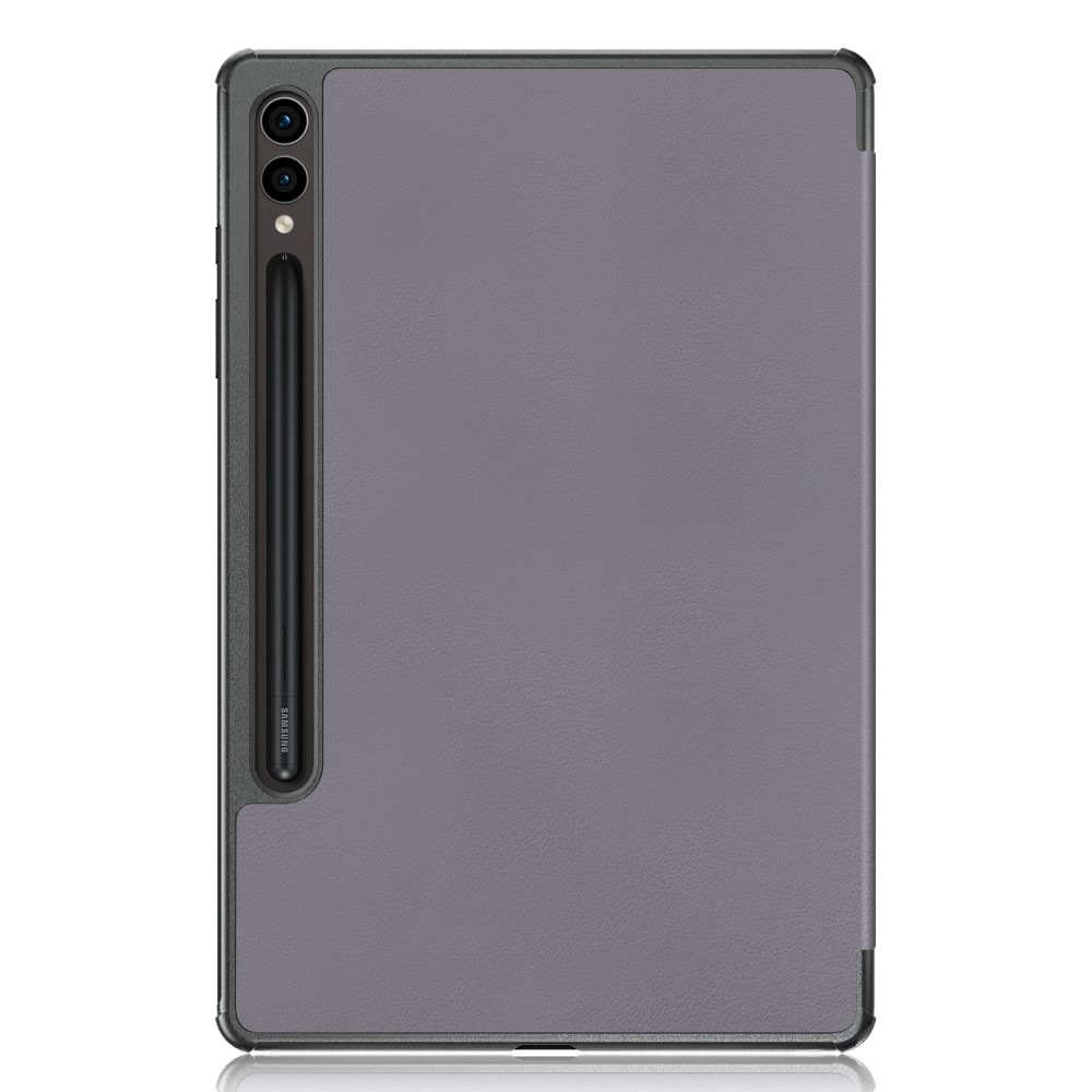 Samsung Galaxy Tab S9 Flipcase Hülle Ledertasche mit Aufstellfunktion Litchi Look   S-Pen Halterung - Grau