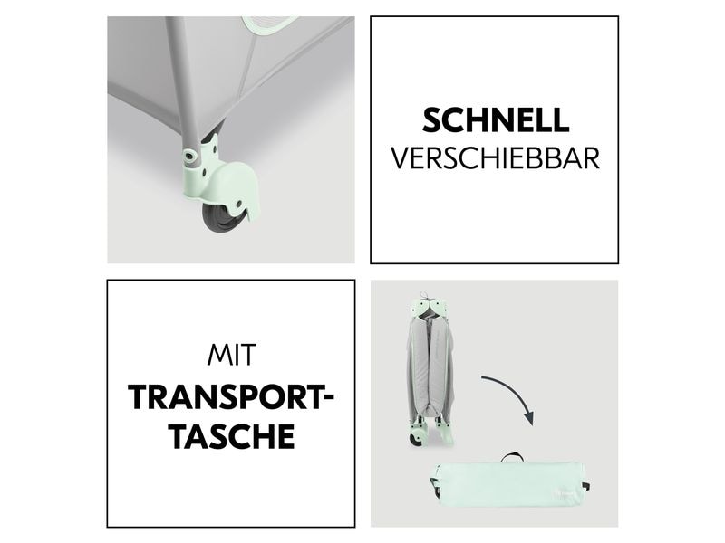 Hauck Reisebett Sleep N Play Go Plus Dusty-mint Reisebett und Laufstall auf Rollen