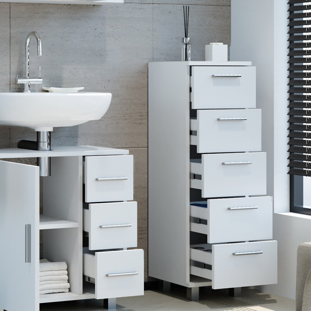 VICCO Badschrank ILIAS Weiß Midischrank Bad Schrank Badregal Badezimmer