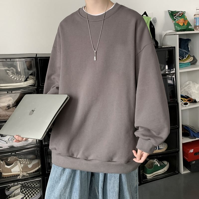 Acritus - Sweatshirt met ronde hals en effen kleur