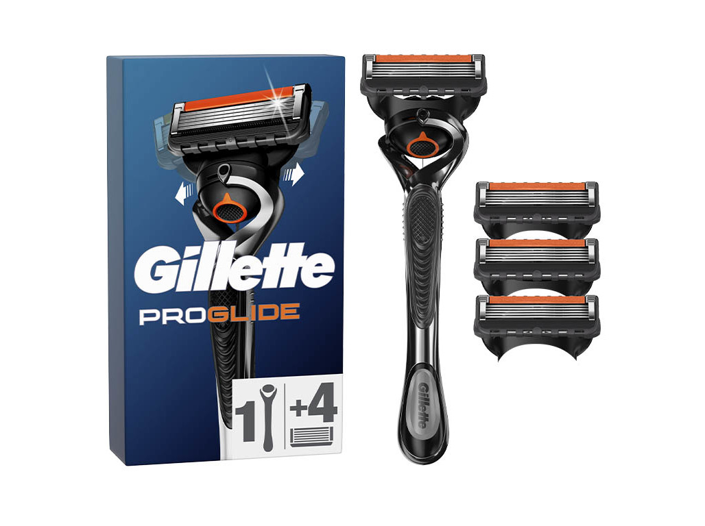MÁQUINA DE BARBEAR COM 4 RECARGAS DE LÂMINAS PROGLIDE GILLETTE