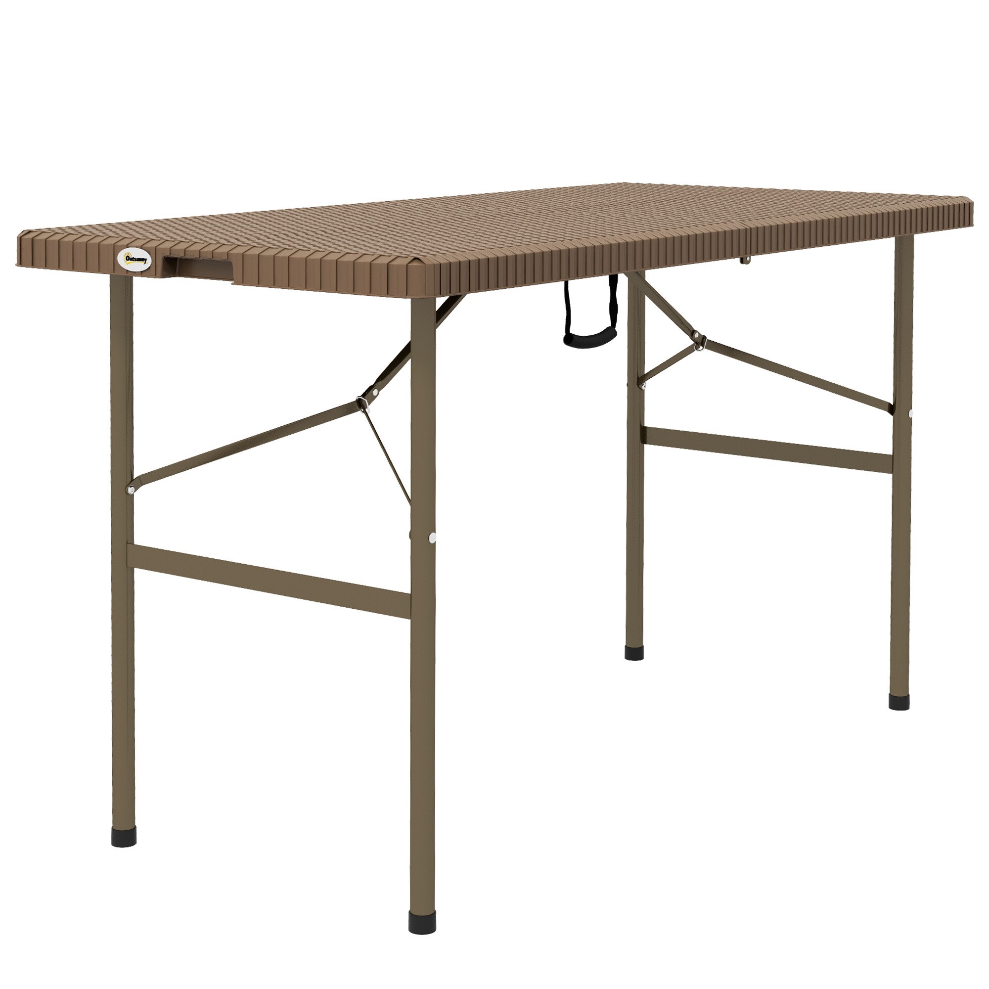 Outsunny Campingtisch für 4 Personen mit Griff braun 122L x 60B x 73H cm