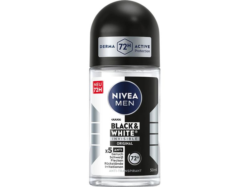 NIVEA MEN Deo Roll-on Black & White 50 ml Anti-gelbe Fleckenbildung-Deo