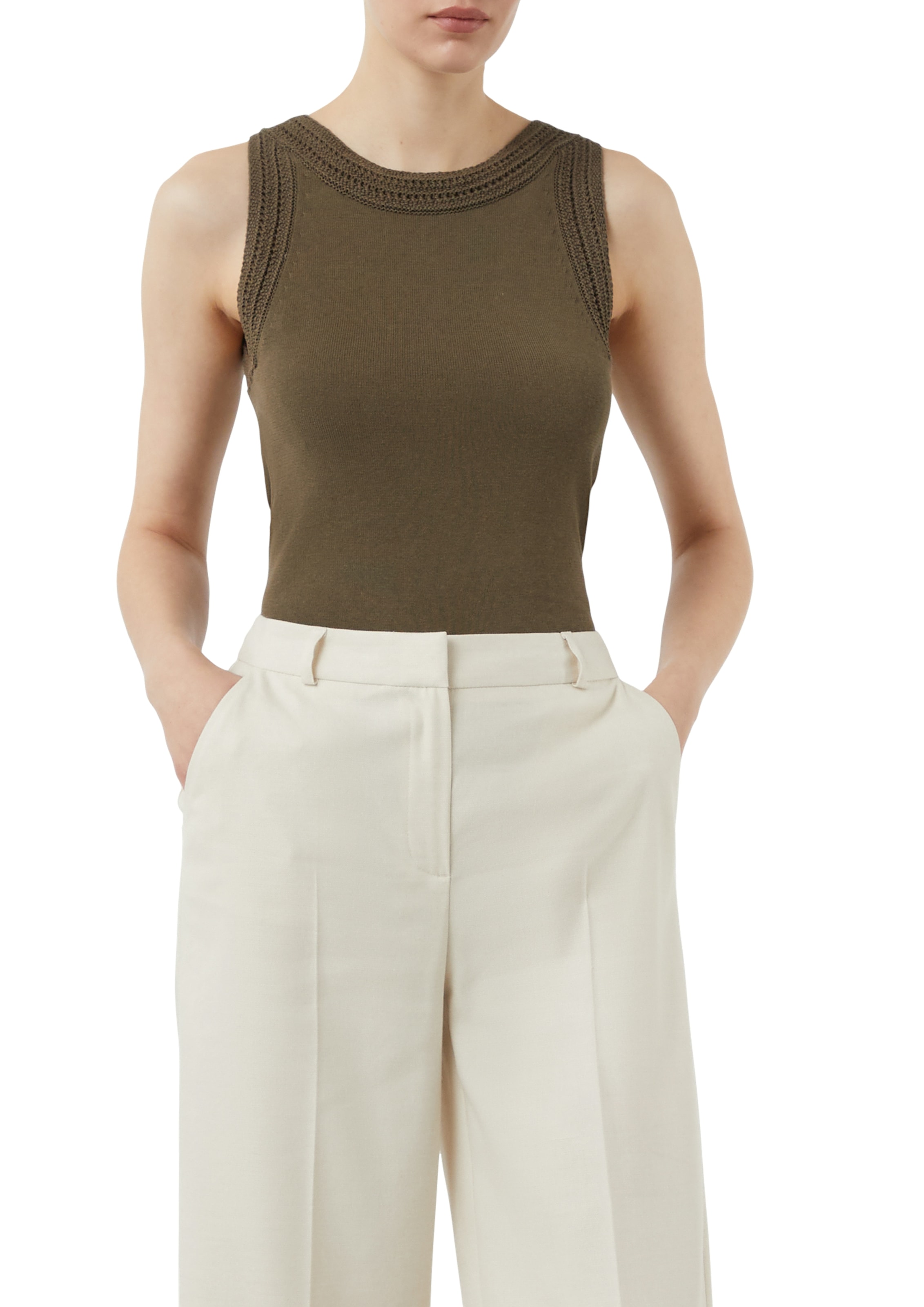 Comma Rundhalsshirt , mit Strick Details