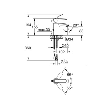 Grohe Wave Cosmopolitan éénhendel wastafelkraan