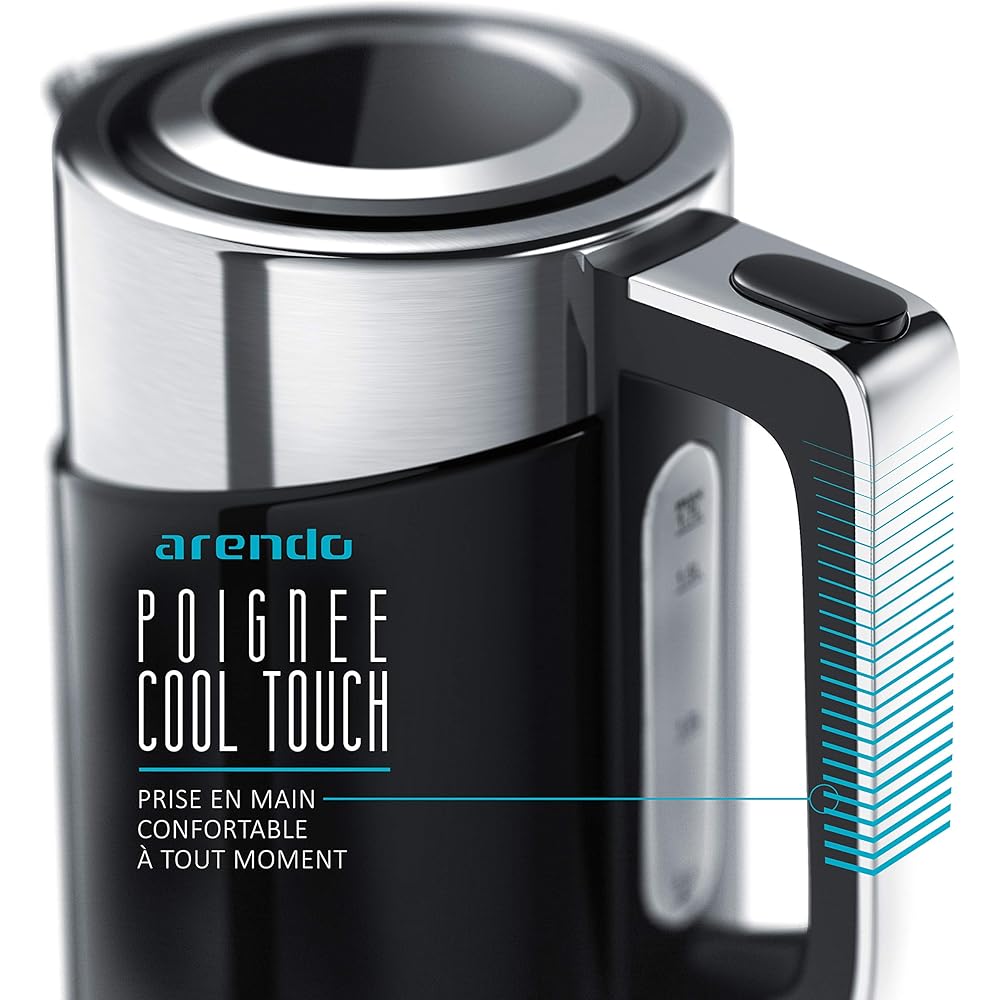 Arendo - Bouilloire en acier inoxydable de 3000 watts - 1,7 litres - Base à 4 températures sélectionnables - maintien au chaud - 3 filtres anti calcaire - Arrêt automatique - double paroi - Sans BPA : Cuisine et Maison