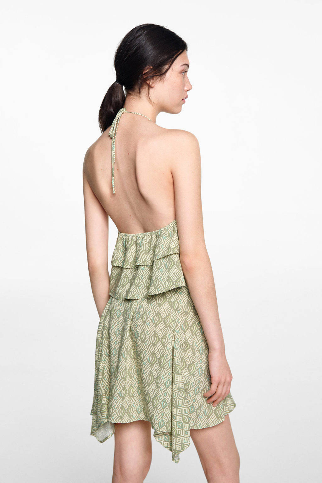 MANGO TEEN spaghettitop met all over print groen