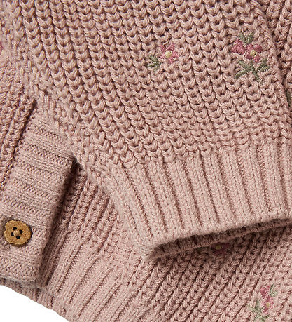 Lil' Atelier Cardigan - Strick - NmfEmlen - Shadow Grau m. Blume