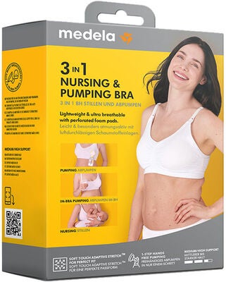 Medela Amme- og Pumpe-bh 3-in-1, Hvit