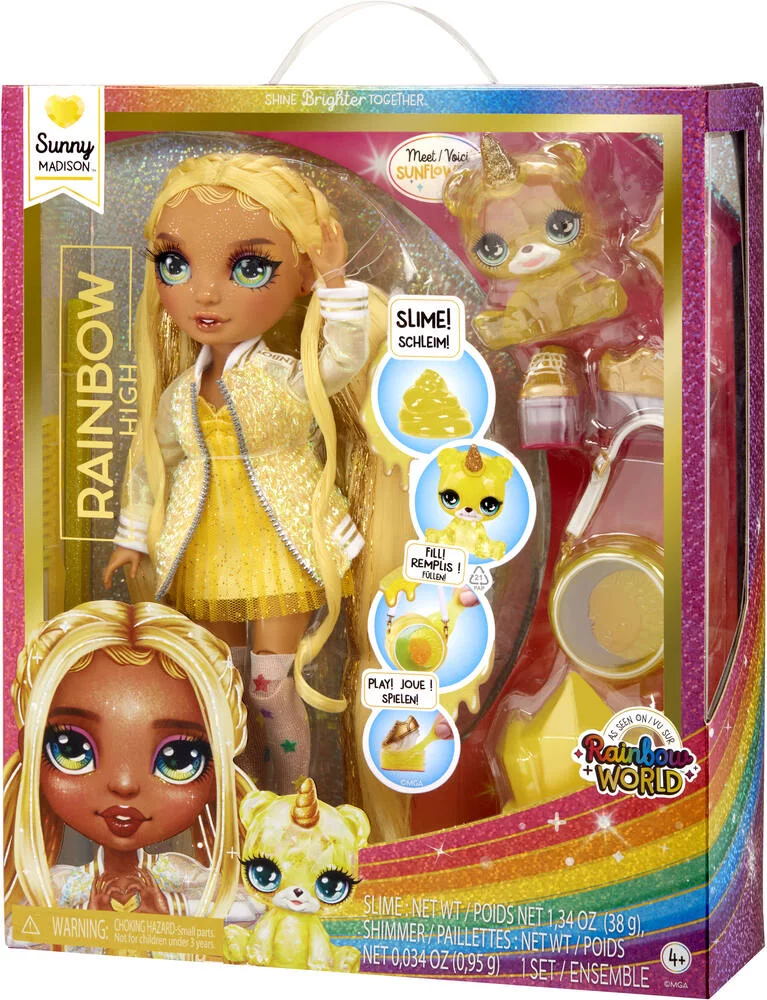 RAINBOW  -POUPEE MANNEQUIN SUNNY 27 CM AVEC COMPAGNON ET ACCESSOIRES