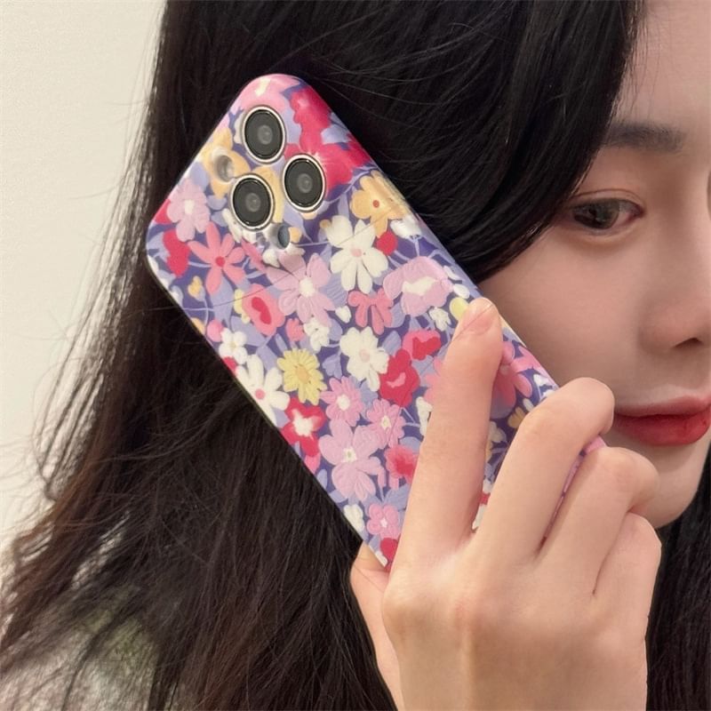 Fonekase - Bloemen telefoonhoesje - Apple iPhone 16 Pro Max / 16 Pro / 16 Plus / 16 / 15 Pro Max / 15 Pro / 15 Plus / 15 / 14 Pro Max / 14 Pro / 14 Plus / 14 / SE / 13 Pro Max / 13 Pro / 13