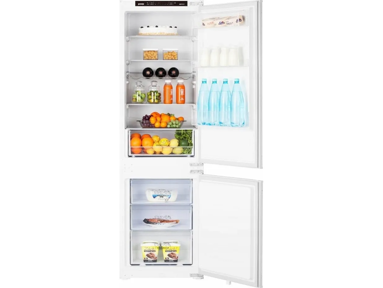 Gorenje NRKI418EP1 - Køleskab/fryser - bund-fryser - til indbygning - niche - bredde: 56 cm - dybde: 56 cm - højde: 177.5 cm - 246 liter - Klasse E - hvid