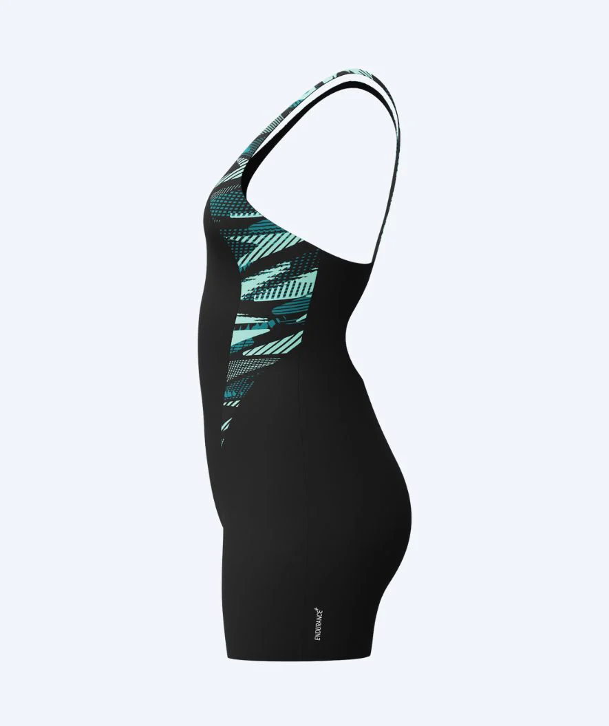 Speedo badedragt med ben til damer - Hyperboom Splice - Sort/turkis