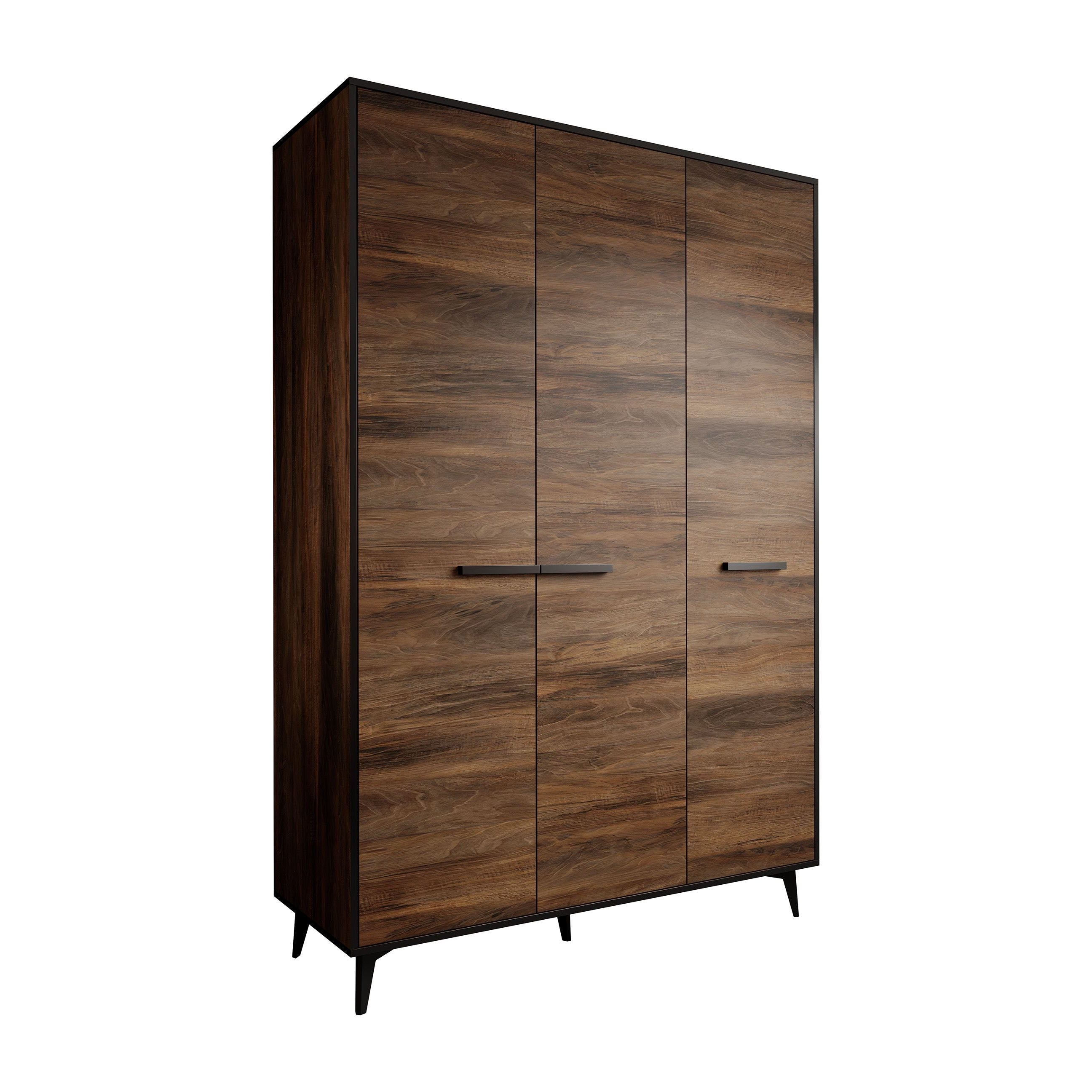 Meubella - Kledingkast Frey - Donker eiken - Zwart - 135 cm