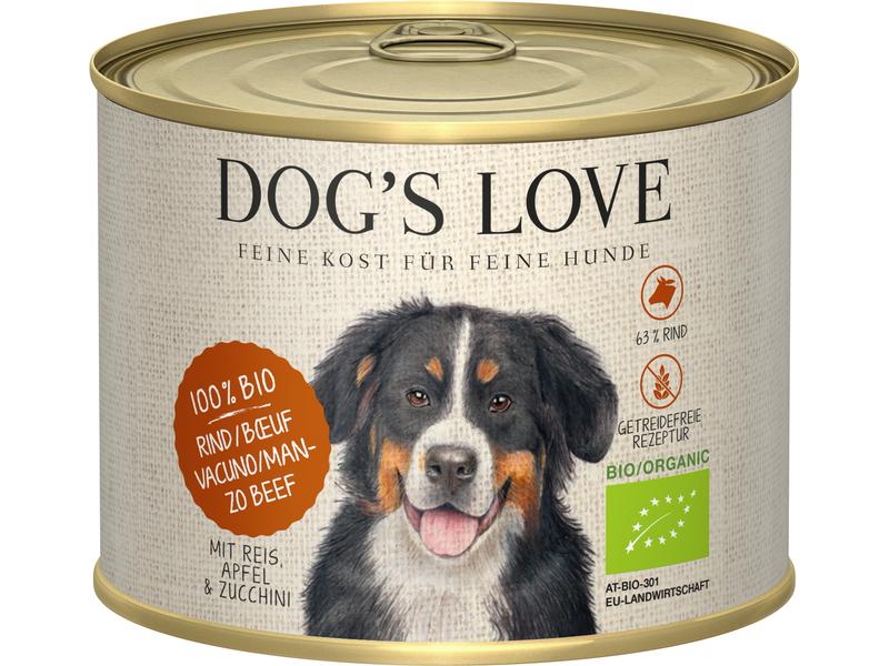 Dog's Love Nassfutter BIO Adult Rind, 200 g Alleinfuttermittel für ausgewachsene Hunde