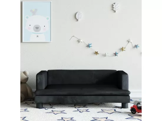 Canapé pour enfants noir 80x45x30 cm velours