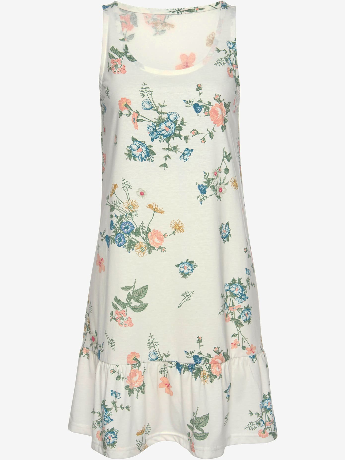 Chemise de nuit fantaisie avec larges bretelles et encolure ronde