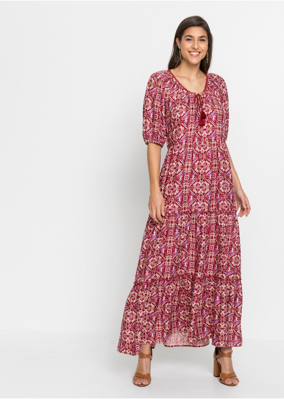 Robe longue imprimée en viscose durable