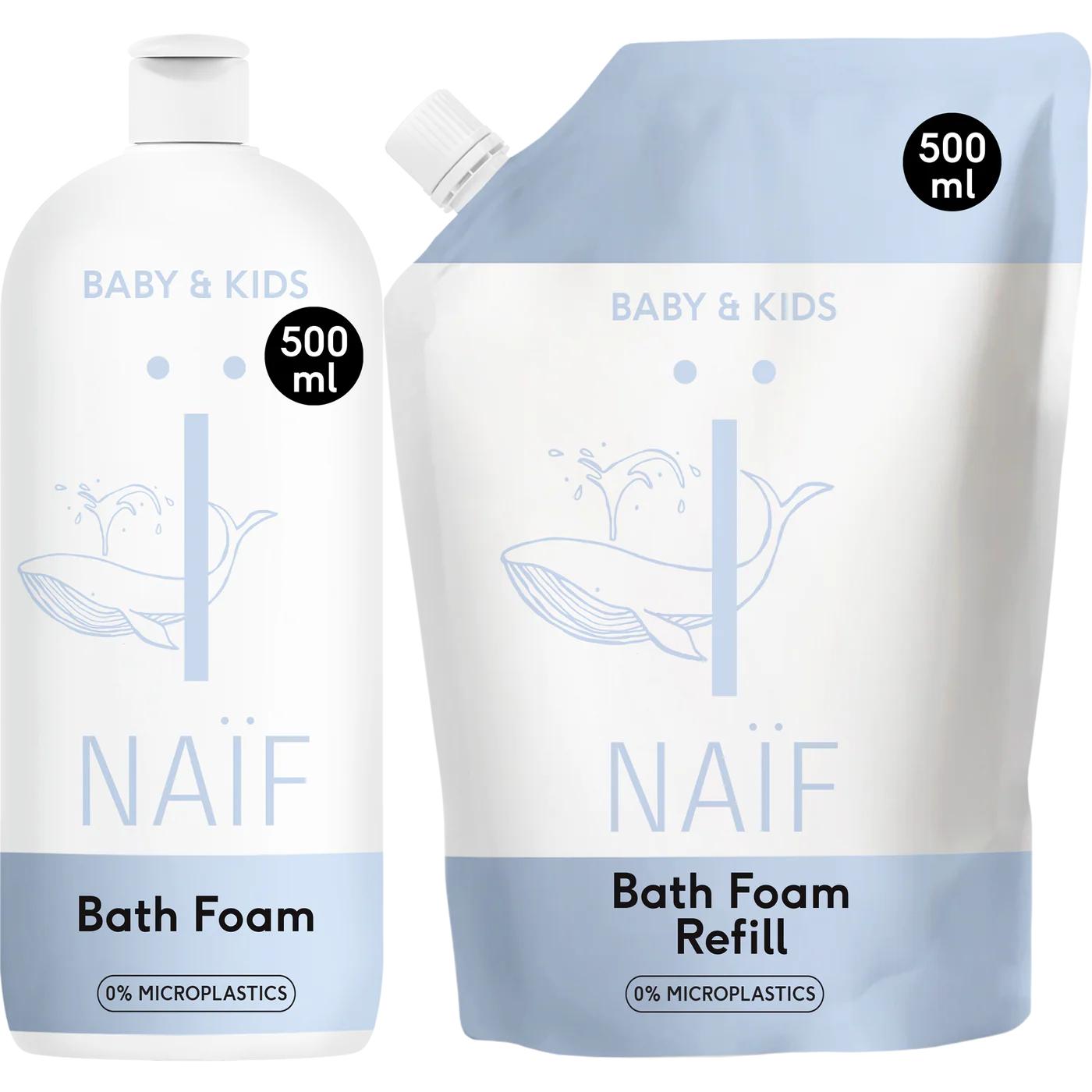 Voordeelset Verzorgende Badschuim Fles en Navulverpakking voor Baby & Kids 500ml