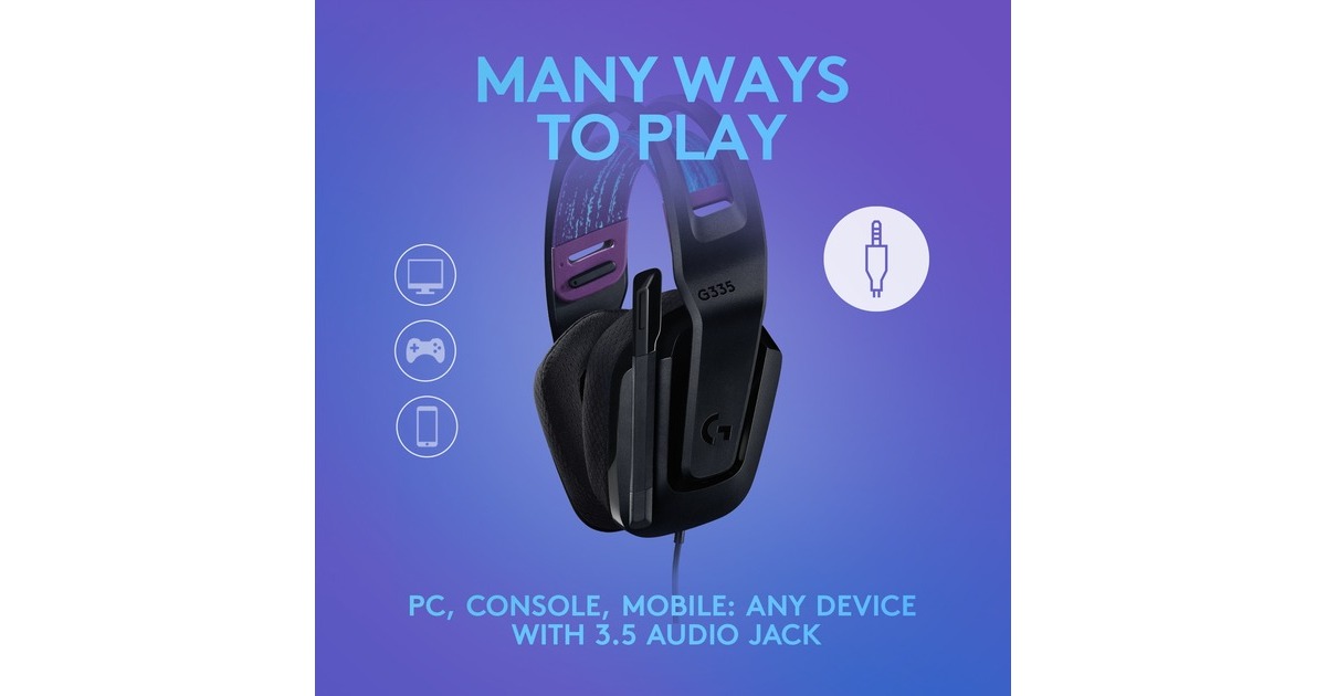 LogitechG335 Wired over-ear gaming headset  (Zwart, Pc, PlayStation 4, PlayStation 5, Xbox One, Xbox Series X|S, Nintendo Switch)