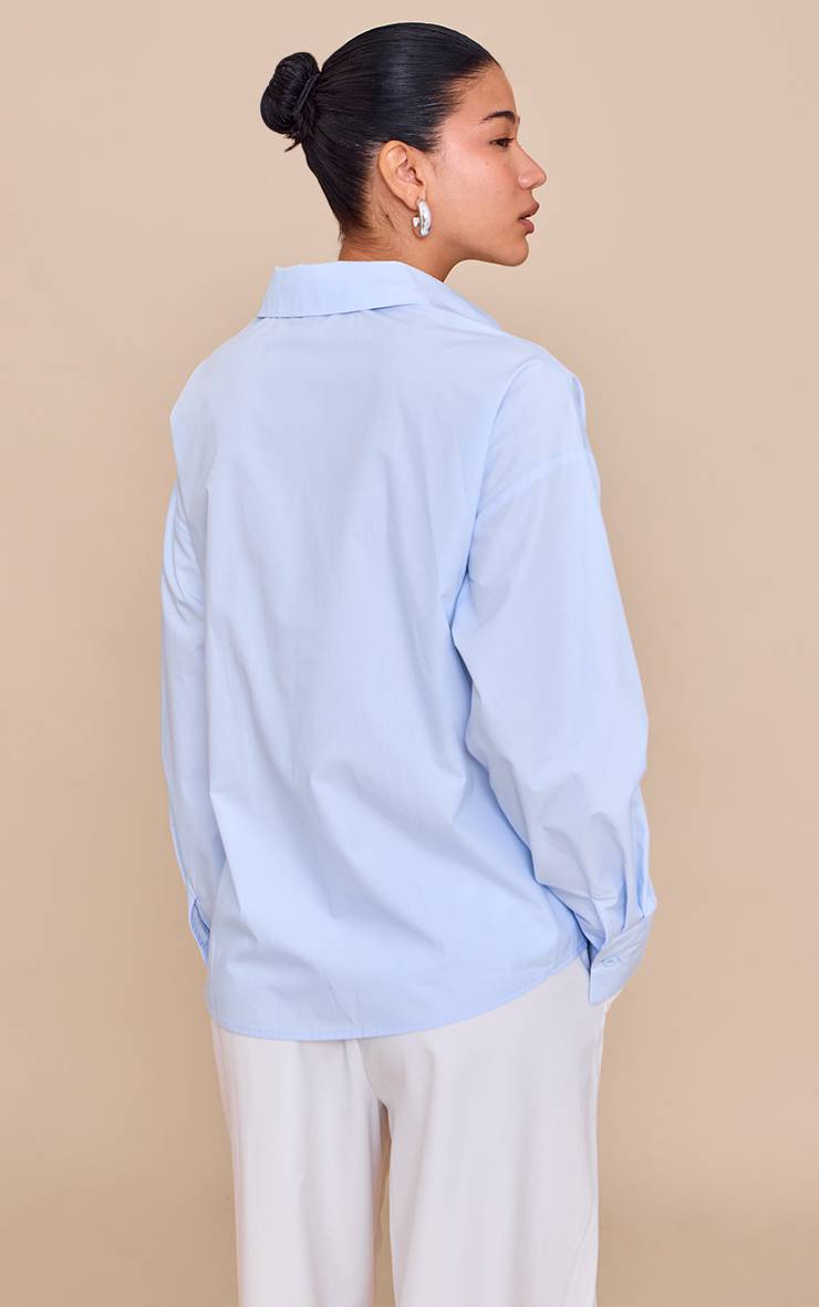 Bleu Clair Chemise Drapée Asymétrique