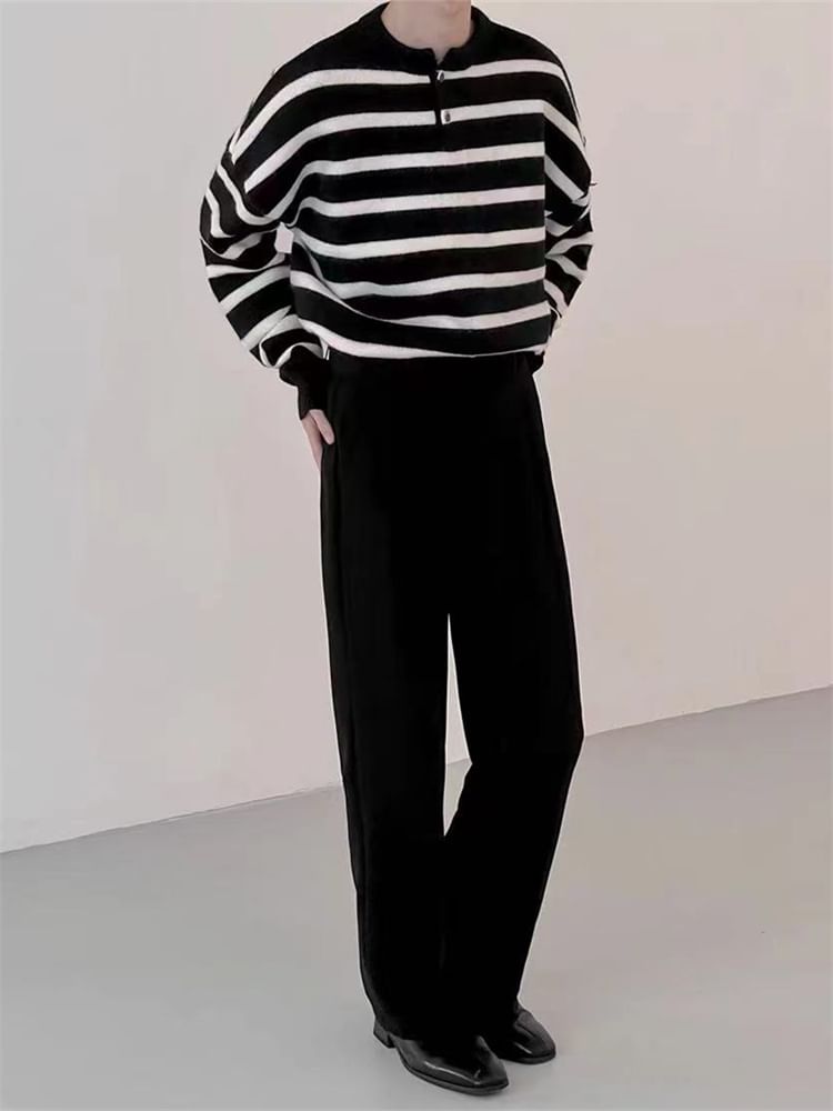 Adotuastic - Henley gestreepte trui