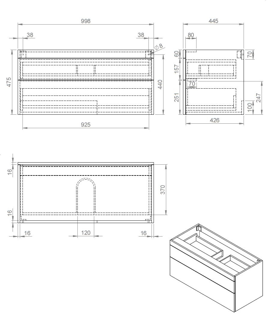 Best Design Beauty badkamermeubel 100cm mat zwart