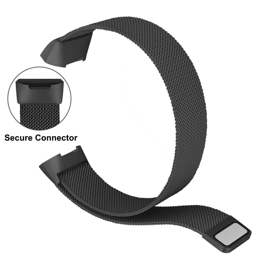 Fitbit Charge 4 / 3 Edelstahl Magnet Armband Milanaise (Grösse S) - Schwarz