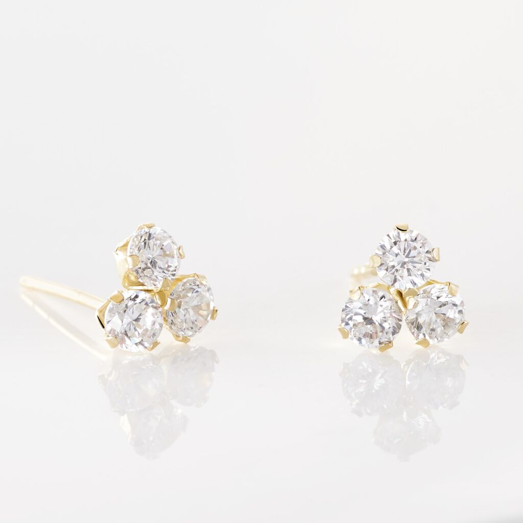Boucles D'oreilles Puces Or Jaune Oxydes De Zirconium