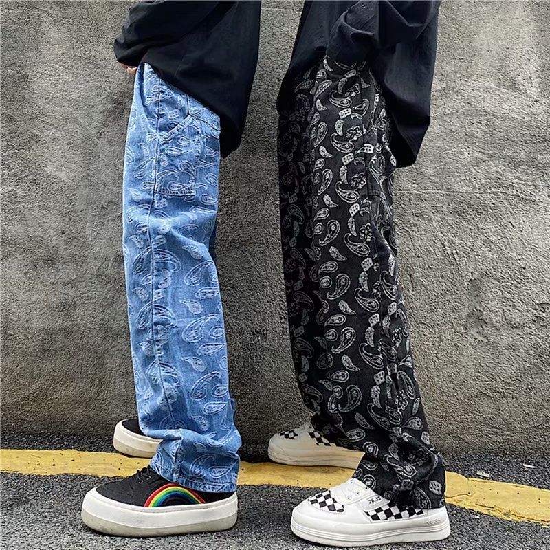 Urtishia - High-waist bedrukte wijde jeans