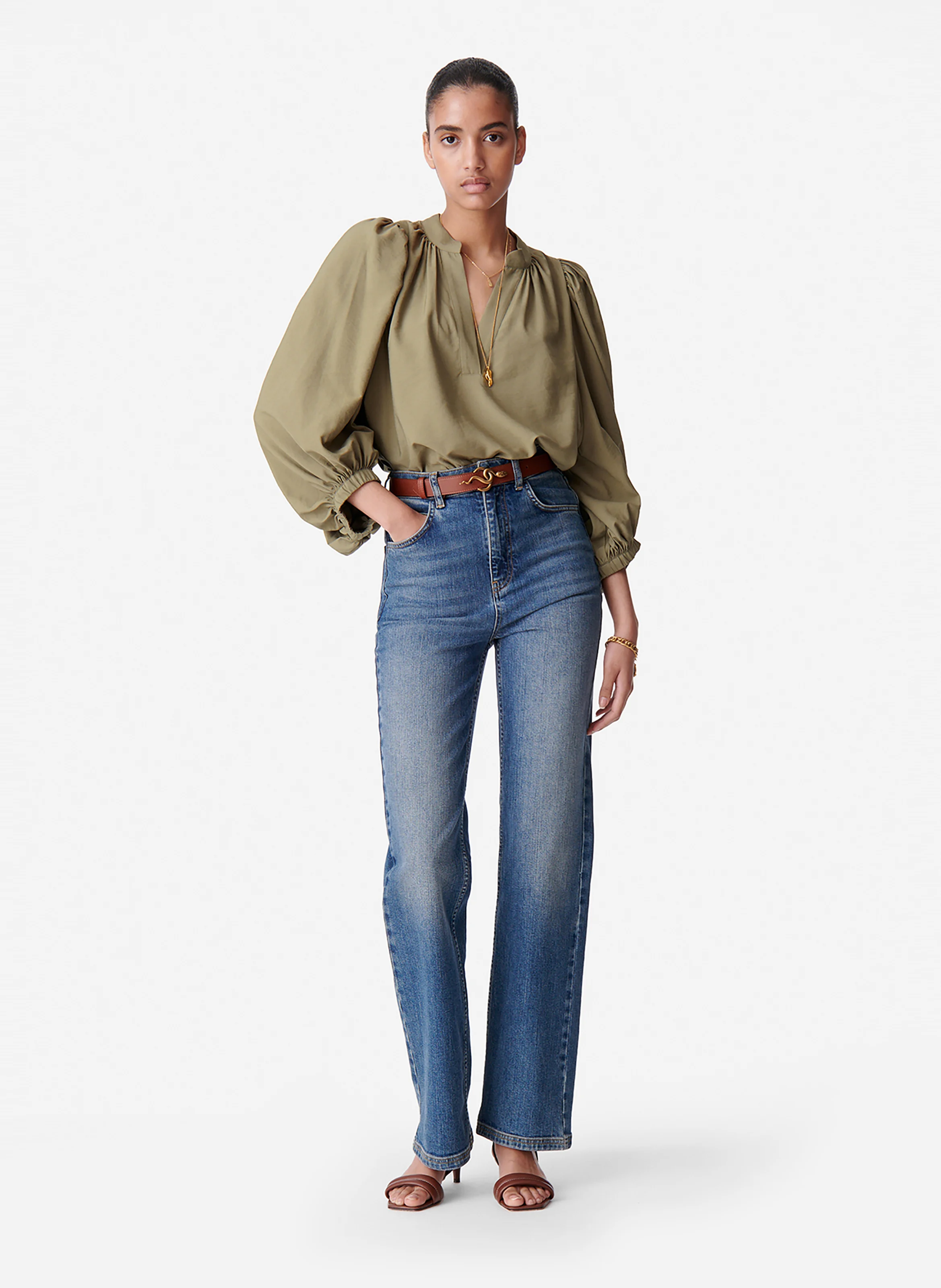 BELL - Blouse col V droite | Vert