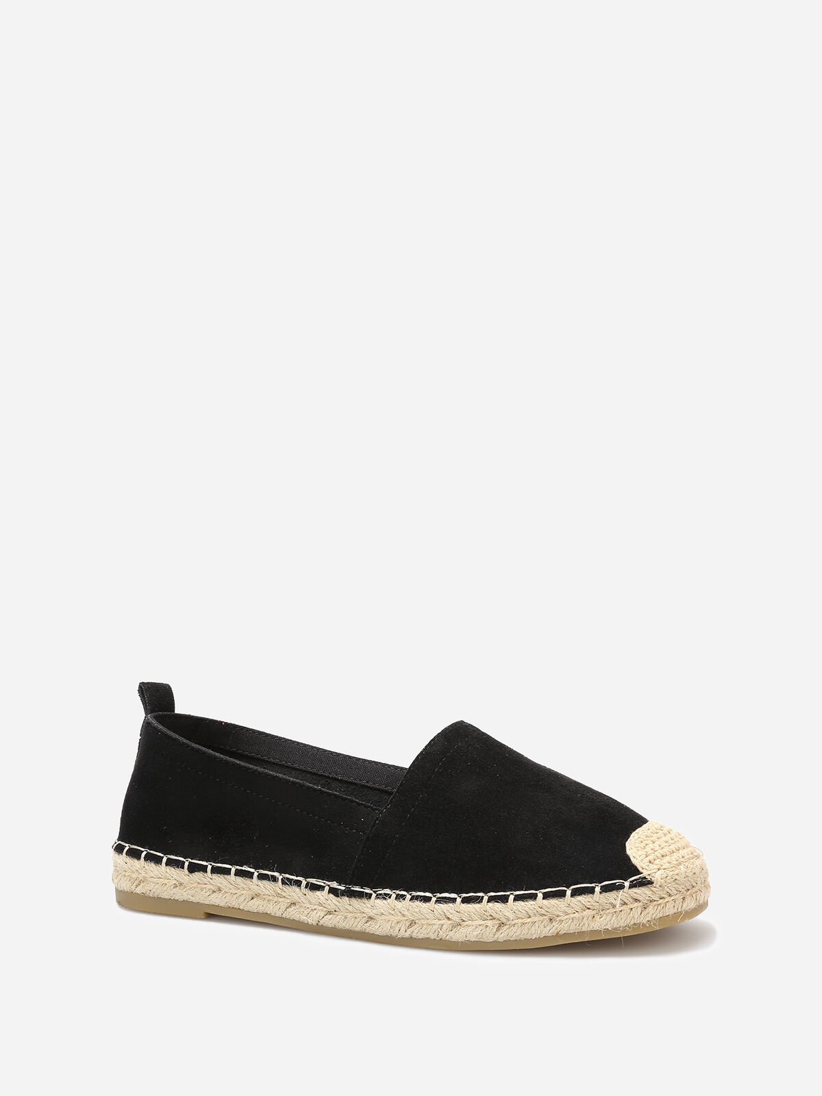 Espadrilles en suédine à bout carré- Noir