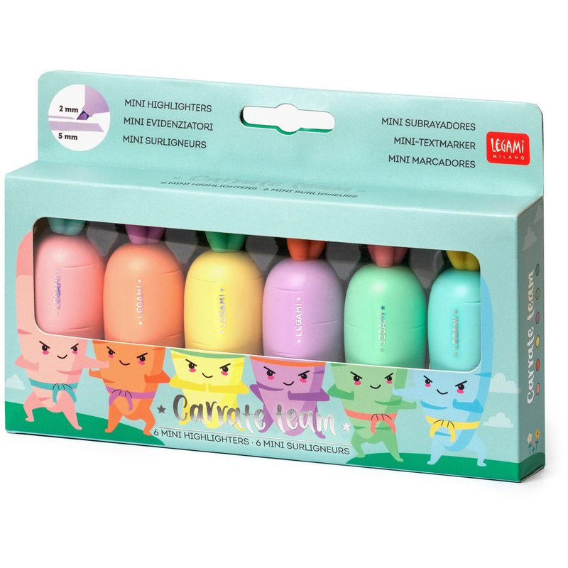 Legami Leuchtstifte Mini Carrate Team, 6 Stück, assortiert