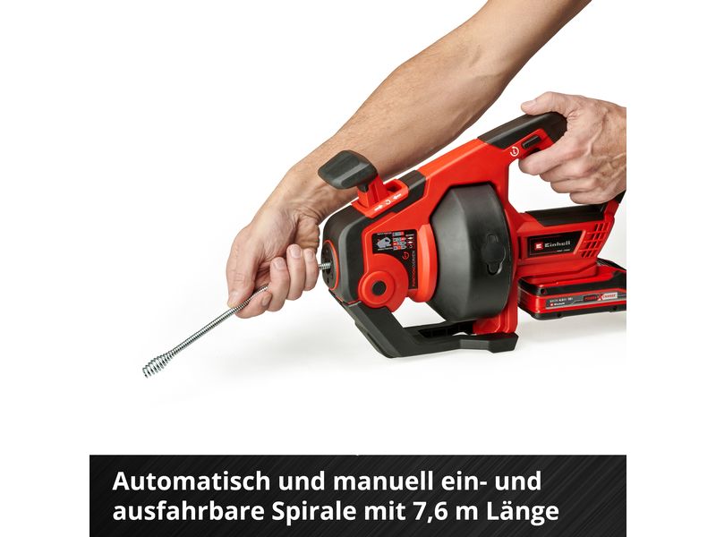 Einhell Akku-Rohrreiniger TE-DA 18/760 Li Rohrreiniger für mühelose Rohrreinigung