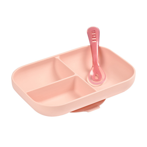 Set repas silicone compartimenté Pink - BEABA