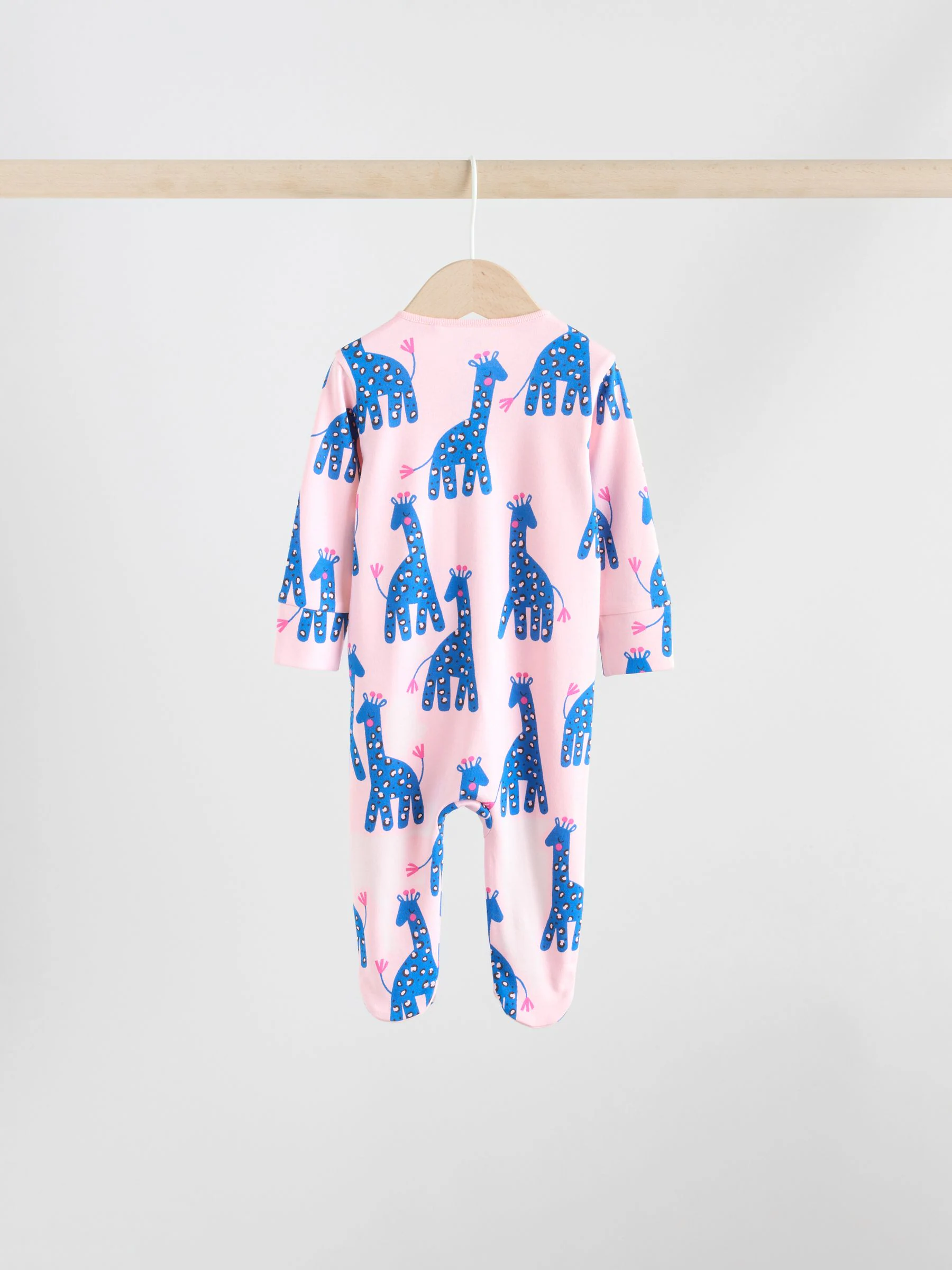 Blauw/roze met karakteristieke dierenprint - 3 Pack Baby-pyjama's met tweewegrits (0mnd -2jr)