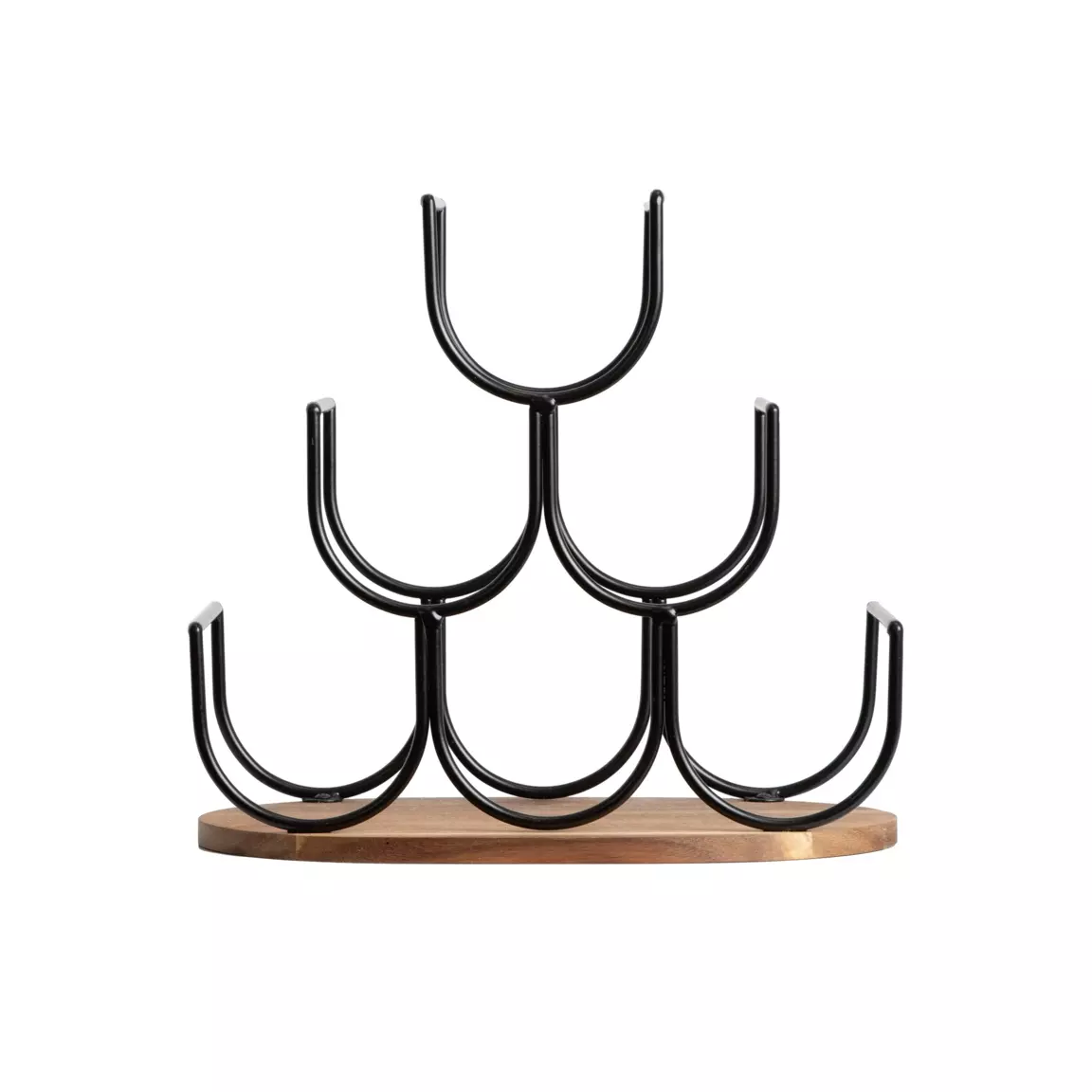 Porte-bouteilles bois et métal 6 emplacements (H30 cm) Théo Noir