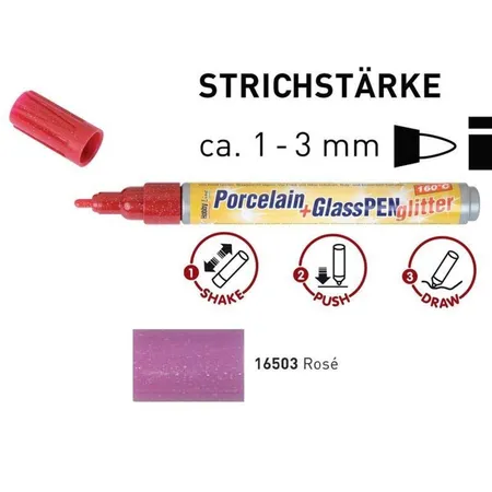 KREUL Porcelain+GlassPen glitter 160°C 1-3 mm Rose