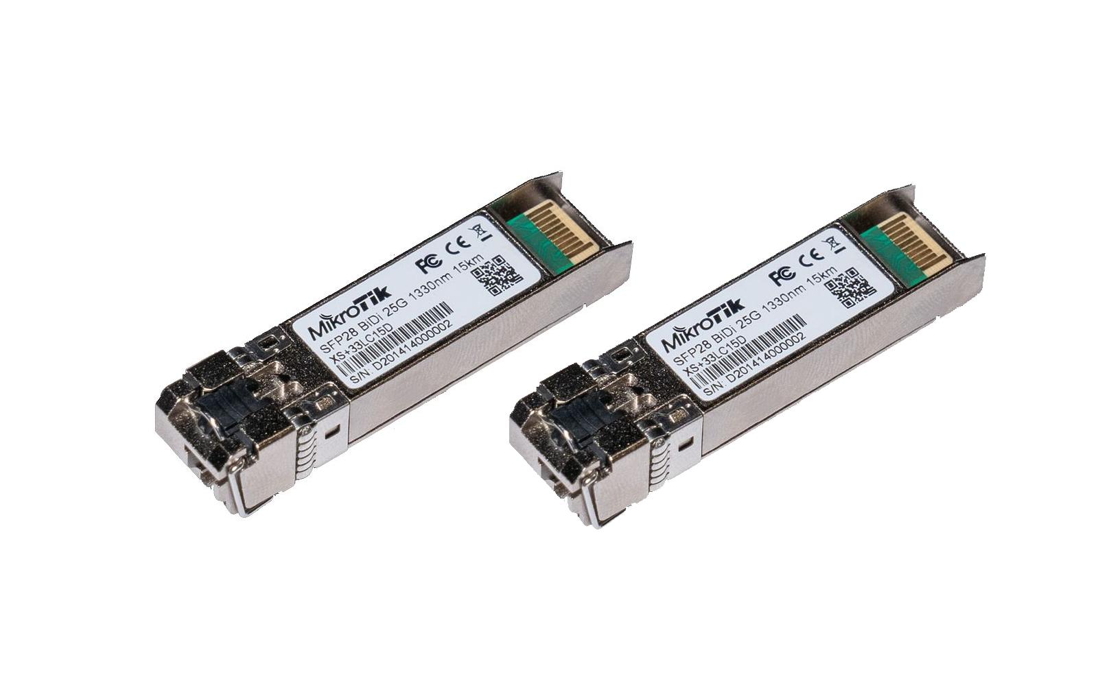 SFP28 Modul XS+2733LC15D 2er Set<br>Mehr Funktionen, höhere Reichweite, gleicher Preis – die Evolution der MikroTik SFP-Module