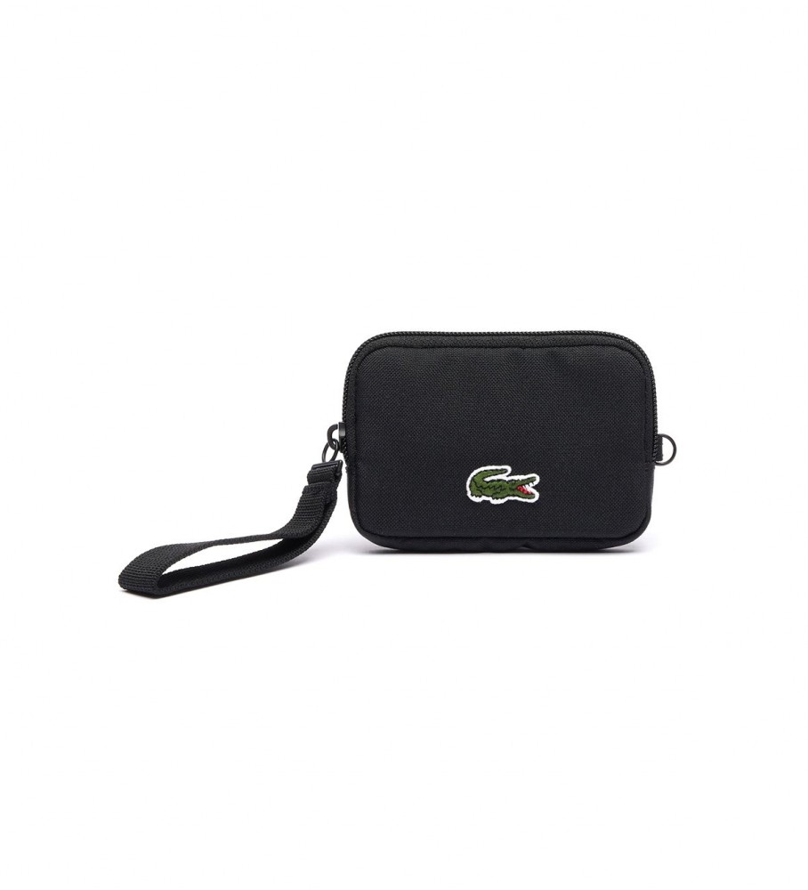 Carteira Lacoste Neocroc com zíper, preta