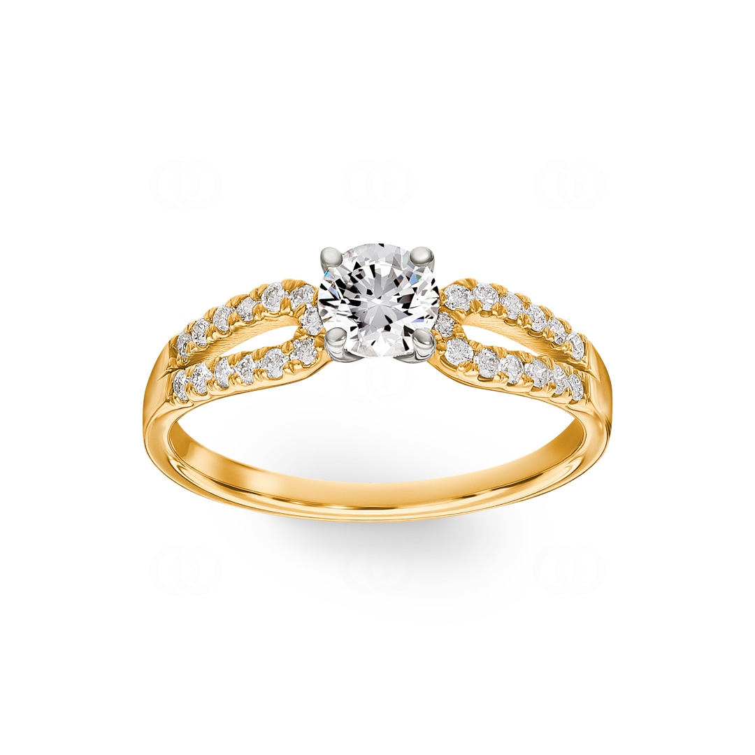 Verlobungsring 750/18 K Gelb- / Weissgold mit Diamanten 0.72 ct H/si