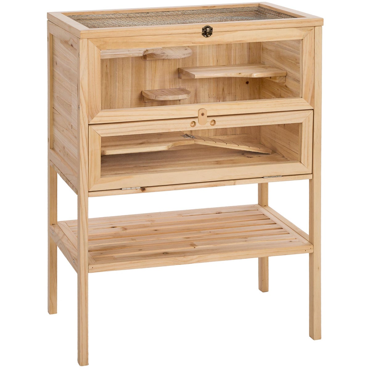 Kooi voor kleine dieren tectake Binki van hout 60 x 40 x 80 cm