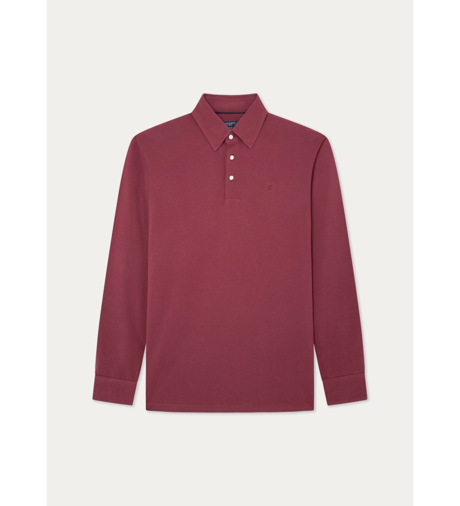 Camisa polo Hackett com botões, cor bordô.