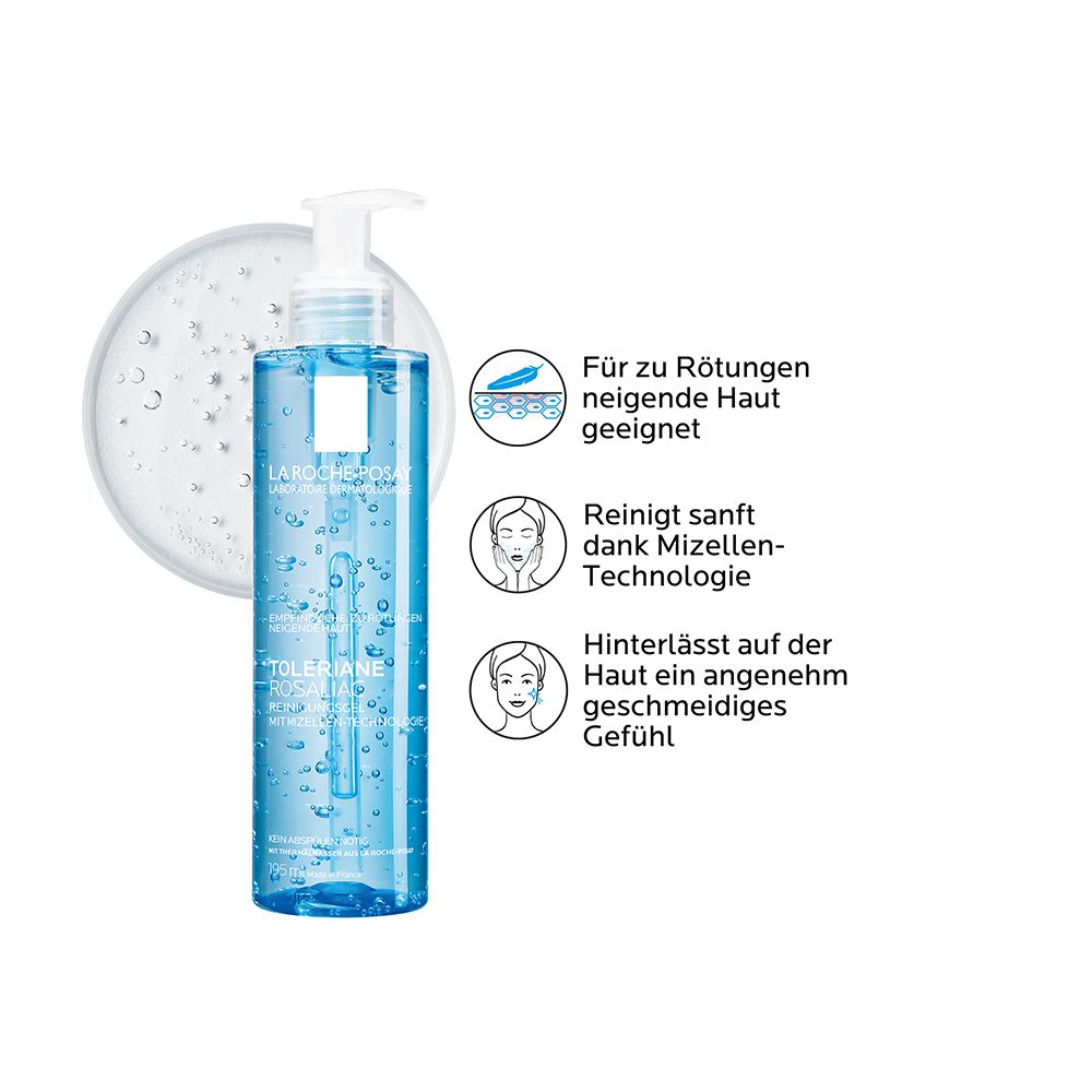 La Roche Posay Toleriane Rosaliac Reinigungsgel mit Mizellen-Technologie: Sanfte Gesichtsreinigung für empfindliche und zu Rötungen neigende Haut