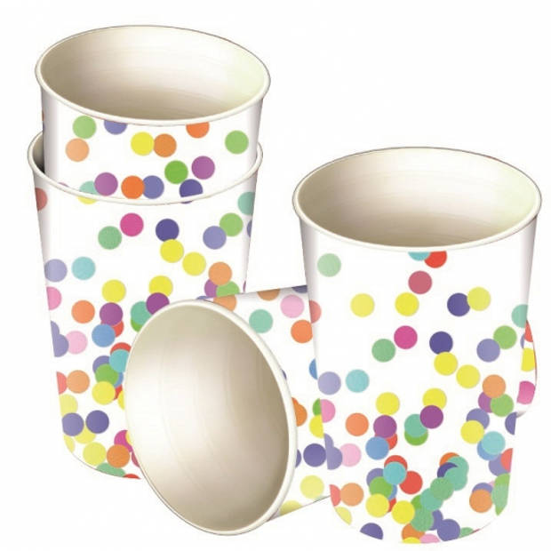 Confetti thema bekertjes 8 stuks