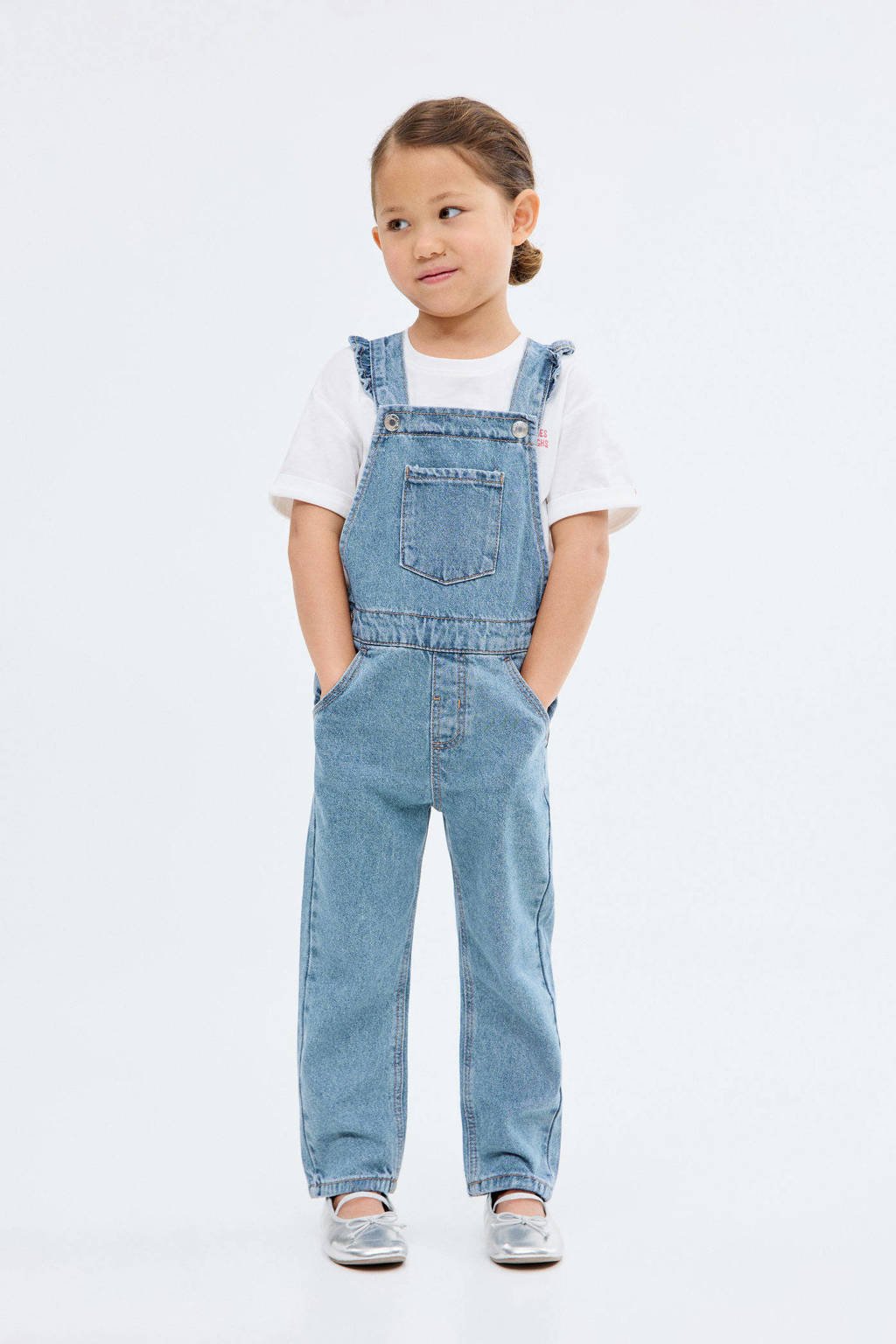 Mango Kids denim tuinbroek light blue denim