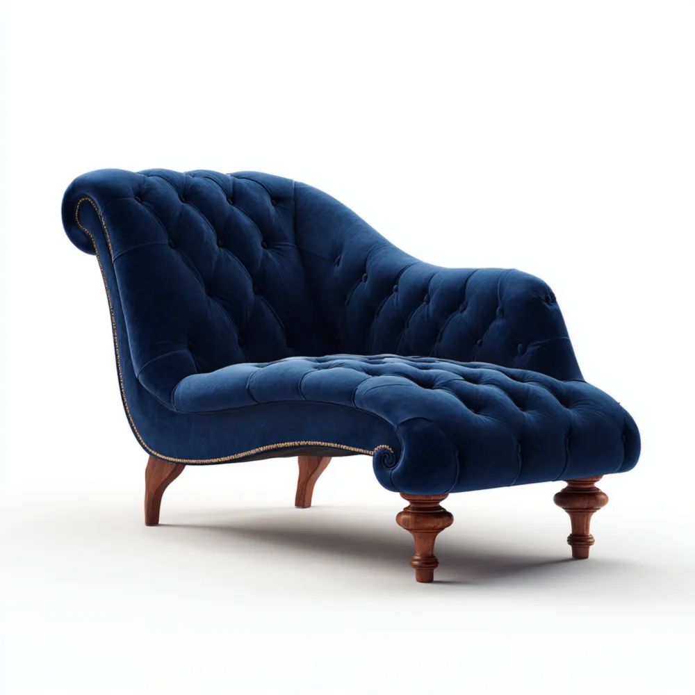 Chaiselongue Samt 160x75x85 cm – Dunkelblau – Klassisches Design