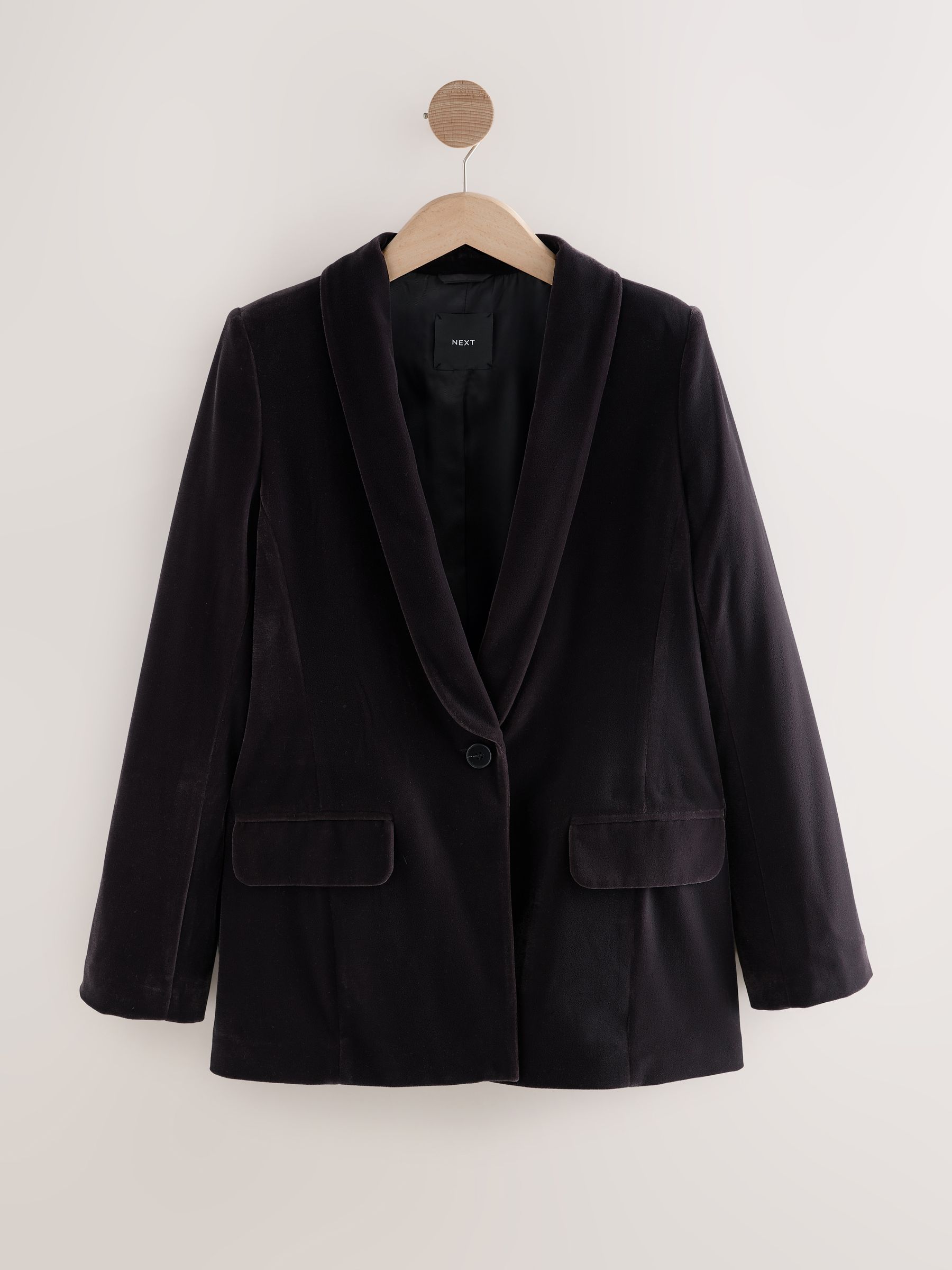 Chocoladebruin - Fluwelen blazer met enkele rij knopen